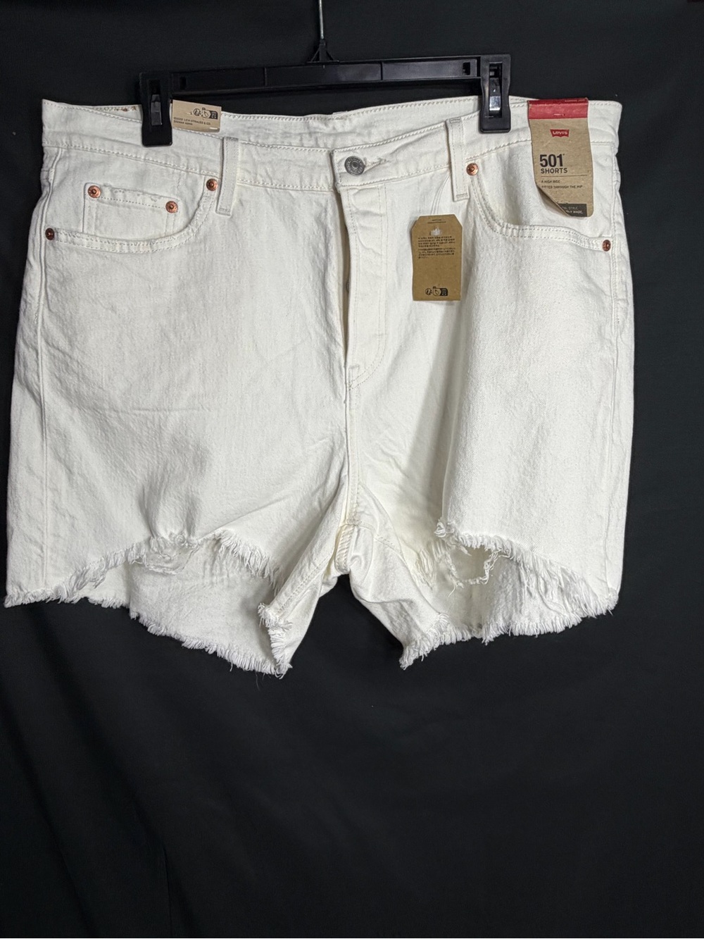 Levi's White 501 Cutoff Denim Shorts with Frayed Hem size 16w NWT